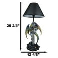 thumbnail image 2 of Golden Green Dragon Holding Excalibur Sword With Crystal At Graveyard Table Lamp, 2 of 9