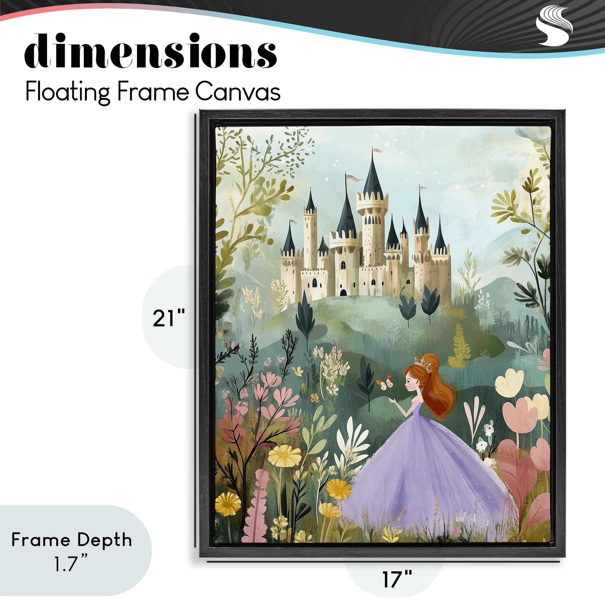 Stupell Industries Princess Day Out Black Framed Floater Canvas Wall Art, design by Christine Simpson Art