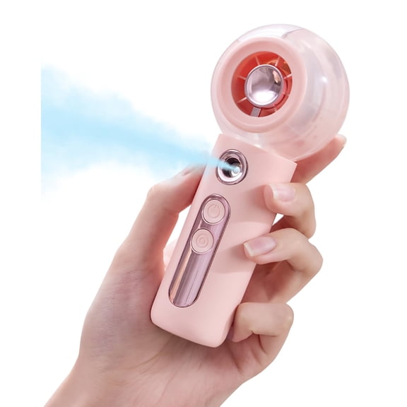 Tendiren Portable Handheld Misting Fan, Rechargeable Personal Mini Fan with Mist, 4 Speed Turbo Powerful Cooling Fans with Water Spray Tank for Travel, Home, Office, Outdoor, Camping, Beach (White)