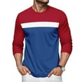 thumbnail image 2 of Mens Shirts Long Sleeve Color Block Solid-Color Round Neck Casual Blouse Shirt Top,Blouse for Men Wine L, 2 of 3