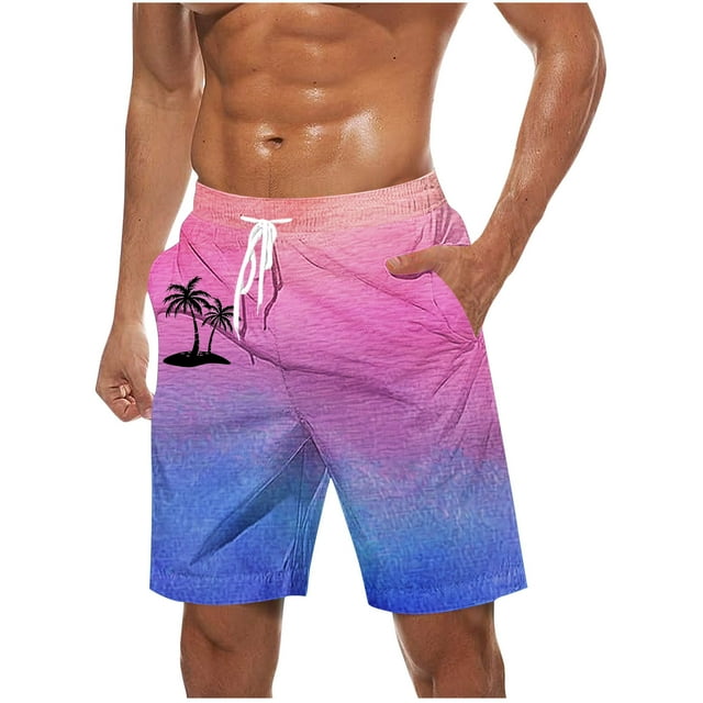 Pantalones Cortos Casuales para Hombre Imprimir con Bolsillos Pantalones de Playa de Cintura Elástica, Pantalones Cortos de Cintura Elástica para Hombre