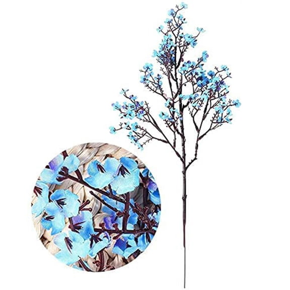 Artificial Flowers for Outdoors Artificial Flowers Bouquet, Faux Gypsophila Flowers Silk Flower for Home Kitchen Restaurant Centerpieces Wedding Table Party Decoration (Blue)