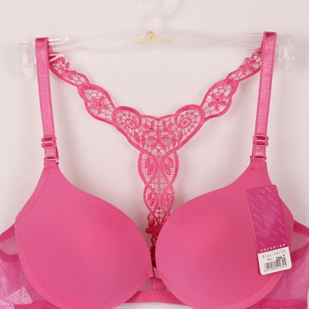 

Hazel Tech Womens Front Closure Lace Racer Back Push Up Seamless Bra Racerback Bra