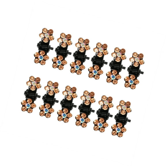 Vocoste Mini Hair Claw Clip Small Rhinestone Metal Orange 12 Pcs