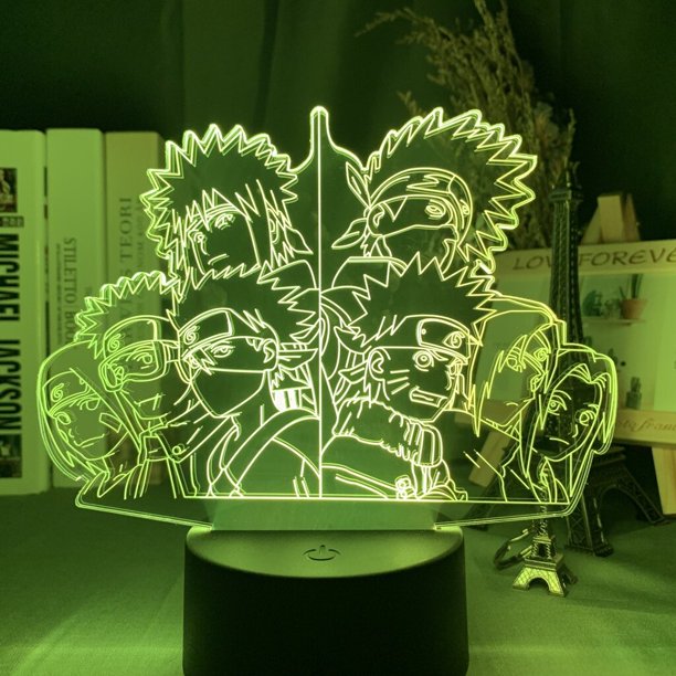 3D LED Night Light Anime Naruto Hatake Kakashi Kids Bedroom Decor Night Lamp Xmas Gift7 color no remote Gao Jinjia LED