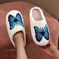 thumbnail image 2 of Zapatillas bordadas con toalla de mariposa para interior del hogar para hombres y mujeres, zapatillas de algodón con forro polar grueso antideslizantes de fondo suave para parejas, 2 of 5