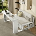 thumbnail image 3 of Harper & Bright Designs Wood Full Daybed with Pop Up Trundle & Hydraulic Side Table, Full Size Daybed with Storage Drawers & Removable Desk, White, 3 of 17