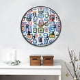 thumbnail image 2 of Yayeee Wall Clock Battery Operated 9.5" Silent Quartz Non-Ticking for Living Room Decor, Blue Retro Pattern, 2 of 8