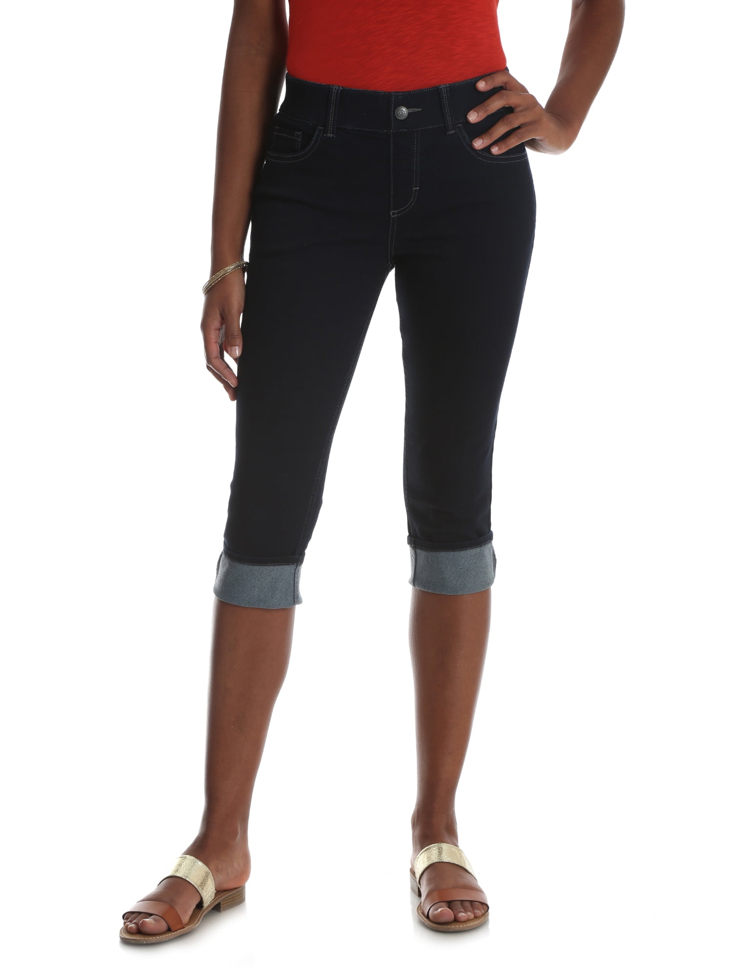 Denim Cuffed Capri Pants 