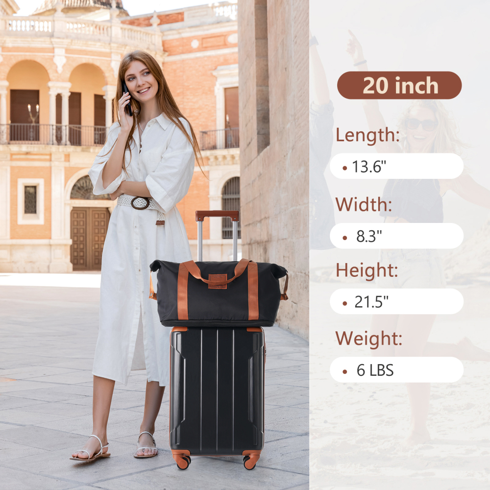 Pawverly 20-Inch Carry-On Luggage Set, 3-Piece Hardshell ABS Suitcase with 360° Spinner Wheels, TSA-Approved Lock & Expandable Travel Bag for Weekend and Business Travel