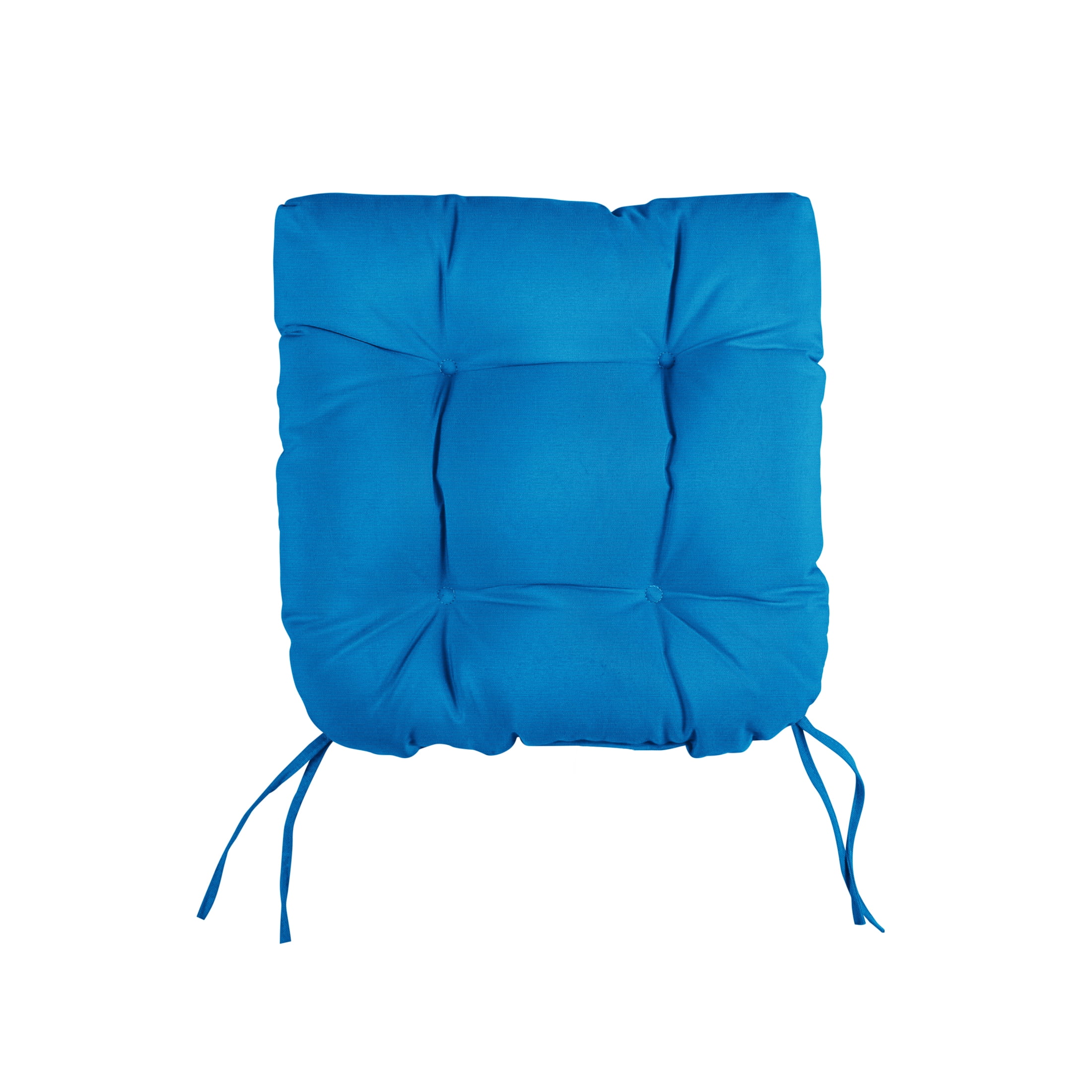 Sorra Home Blue Tufted Chair Cushion Round U-Shaped Back 19 x 19 x 3
