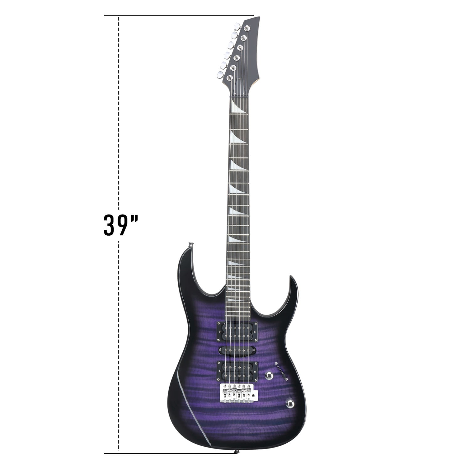 170 Model 39in Electric Guitar  HSH Pickups Black complete starter kit suit for Hard Rock Tiger-striped Purple