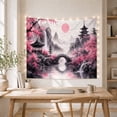 thumbnail image 5 of Japanese Anime Cherry Blossom Mountain & Bridge Scene Serene Watercolor Style for Anime Art Lovers, Asian Nature Decor Housewarming Gift Tapestry Wall Hanging for Living Room, Bedroom and Dorm, 5 of 7