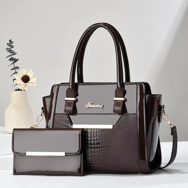 Bolso de hombro informal para mujer, bolsa de mano de cuero brillante de gran capacidad, a la moda, para compras, 2024