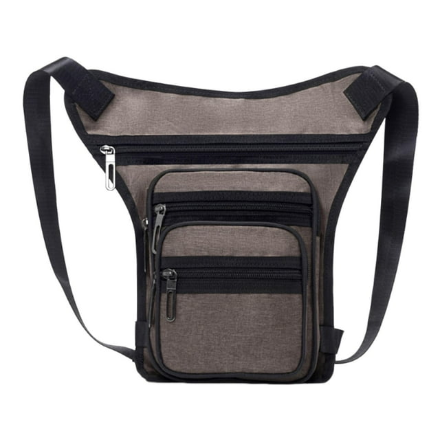 Mochila cruzada de tela Oxford con correa para la pierna para hombres y mujeres Caqui