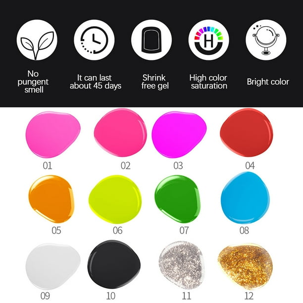 Pegamento para manicura, fototerapia, pintura en aerosol, gel, 12 colores