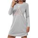 thumbnail image 2 of Camisón corto de manga larga y cuello redondo para mujer, bata de baño holgada de invierno para el hogar, bata de poliéster para mujer., 2 of 6