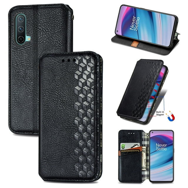 Case for OnePlus Nord CE 5G Flip Cover Wallet Flip Cover Magnetic Protective - Black