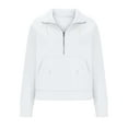 thumbnail image 4 of Aofany Sweatshirt for Women Half Zip Cropped Pullover Fleece Hoodies Fall Winter Tops Thumb Hole, 4 of 6