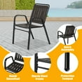 thumbnail image 4 of BAYUELSWU Patio Bistro Table Set 3 Pieces Small Patio Dining Set Outdoor Furniture Set with 2 Stackable Patio Dining Chairs and Glass Table for Yard Balcony Porch, 4 of 8