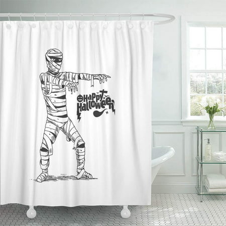 KSADK Adult Halloween Design with Mummy Zombie Costume Sketch Apocalypse Bandage Blood Shower Curtain 66x72 inch