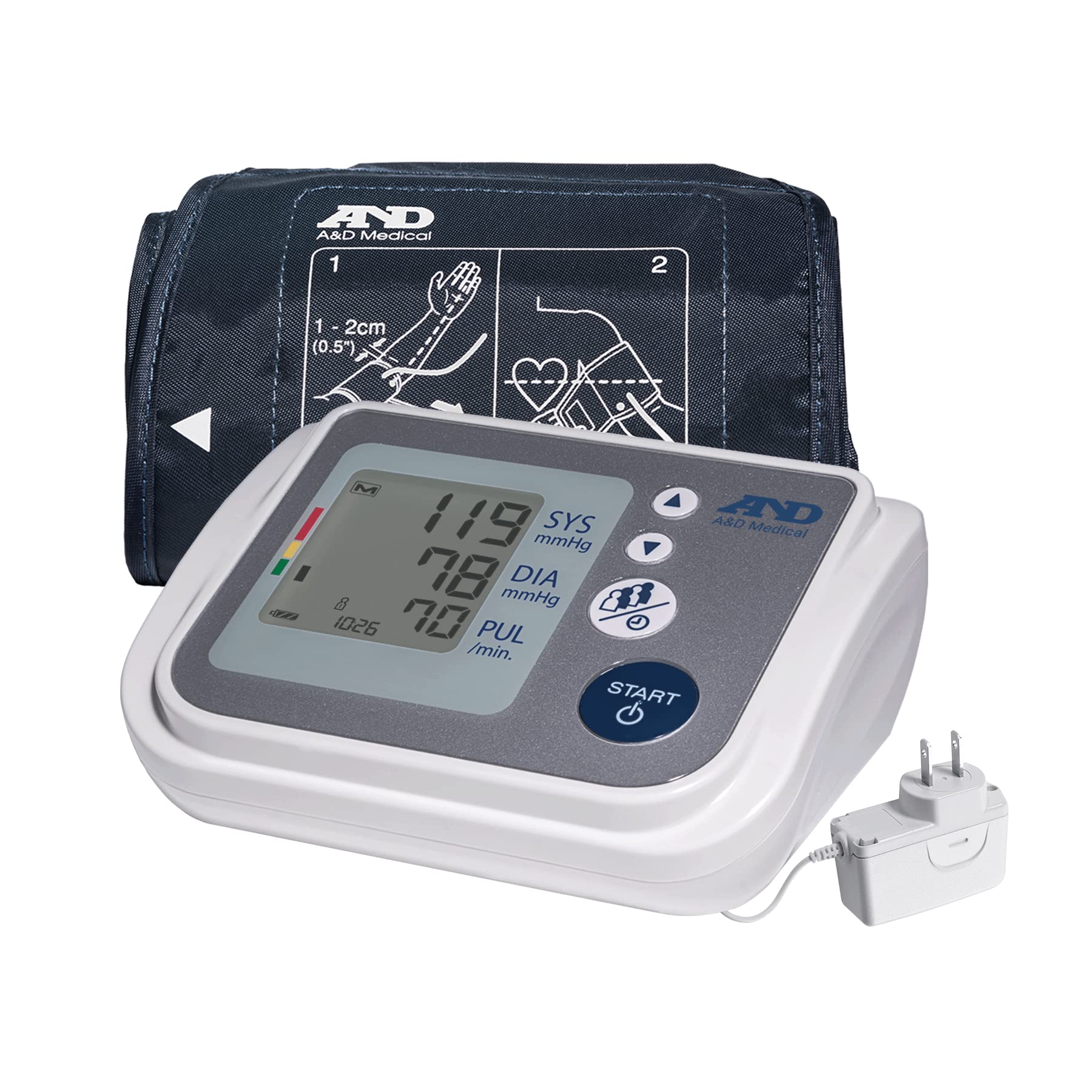 Monitor de presión arterial A&D Medical LifeSource, brazo superior, brazalete ancho, digital (UA-767FAC) 3