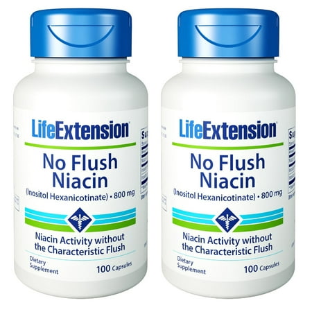 - Life Extension No Flush Niacin 800 mg 100 Capsules (Pack of 2)