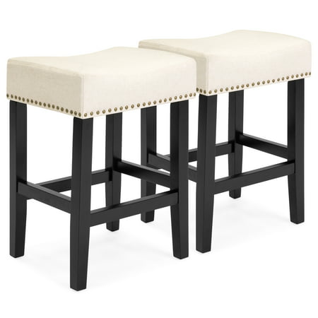 Best Choice Products 26in Faux Leather Upholstered Counter Stools with Wooden Base and Silver Nailhead Trim, Set of 2, (Best Italian Leather Brands)