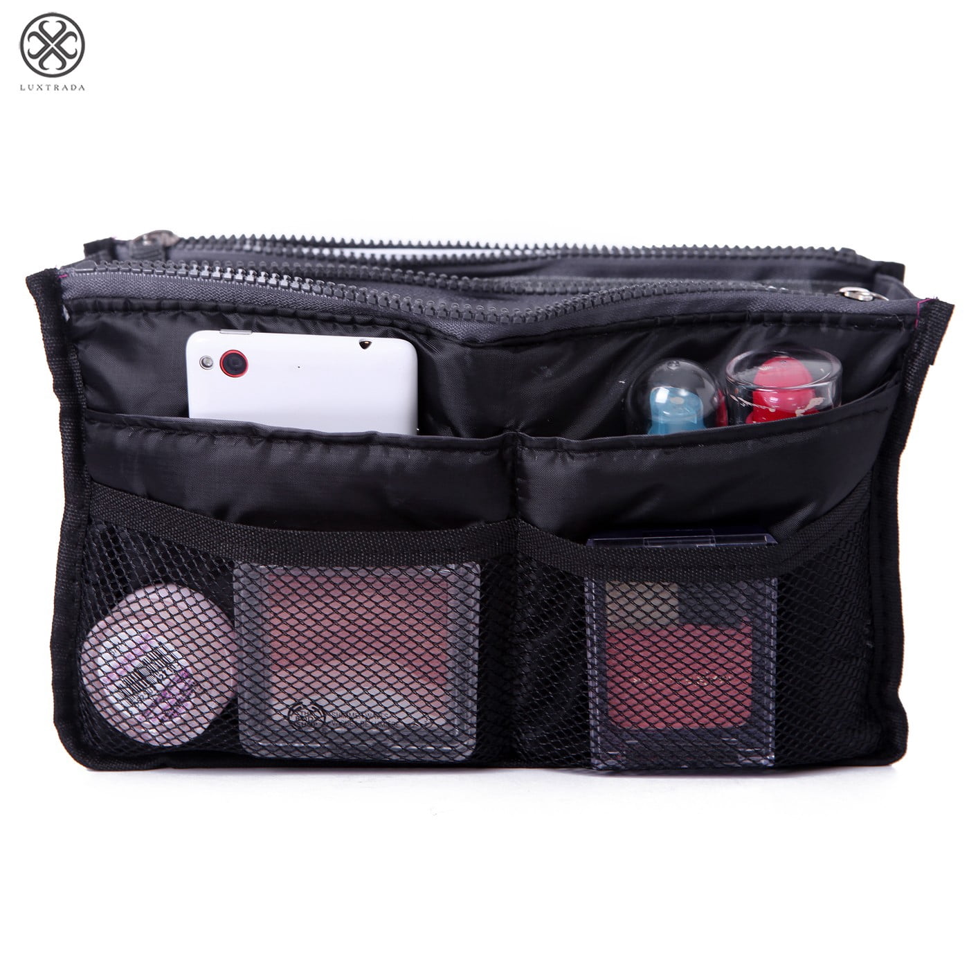 Luxtrada Women Pocket Large Travel Insert Handbag Tote Organizer Tidy Bag Purse Pouch (Gray)