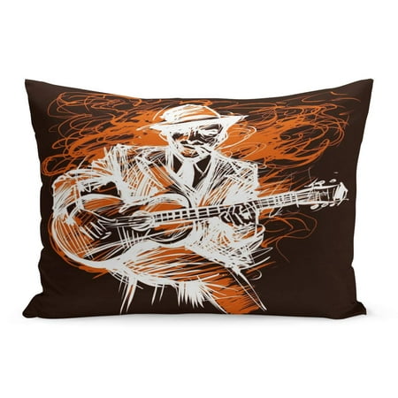 ECCOT Black Music Guitarist Guitar Player Blues Man Expression Electric Pillowcase Pillow Cover Cushion Case 20x30