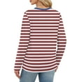 thumbnail image 5 of Resicozy Womens Striped Long Sleeve Shirts Fall Spring 2026 Tops Fashion Clothing Ribbed Crewneck Tee Blouses Wine XL, 5 of 5