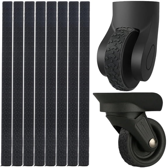 8Pcs Black Luggage Wheel Protectors Suitcase Wheels Covers Silicone Cuttable Carry On Spinner Silent Noise Reduction Shock Cover Replacements