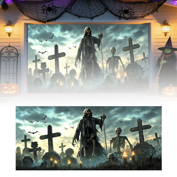 Banderas Decorativas De Halloween Para Garaje, Exterior E Interior, Artículos Para Fiestas, Letrero Decorativo Con Temática De Calabazas Y Murciélagos Terroríficos