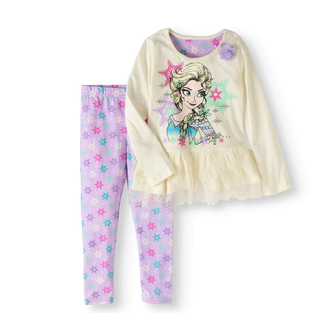 Disney Frozen Disney Girls' Elsa Long Sleeve Chiffon Hem Top and