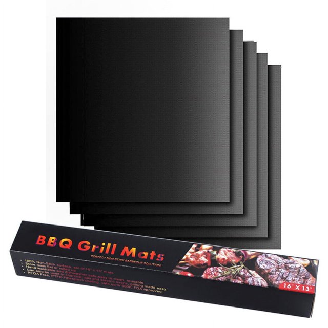 Alfombrilla para parrilla de barbacoa, revestimiento de teflón antiadherente, fácil de limpiar, reutilizable, duradera, resistente al calor, láminas para barbacoa para asar (paquete de 5 alf
