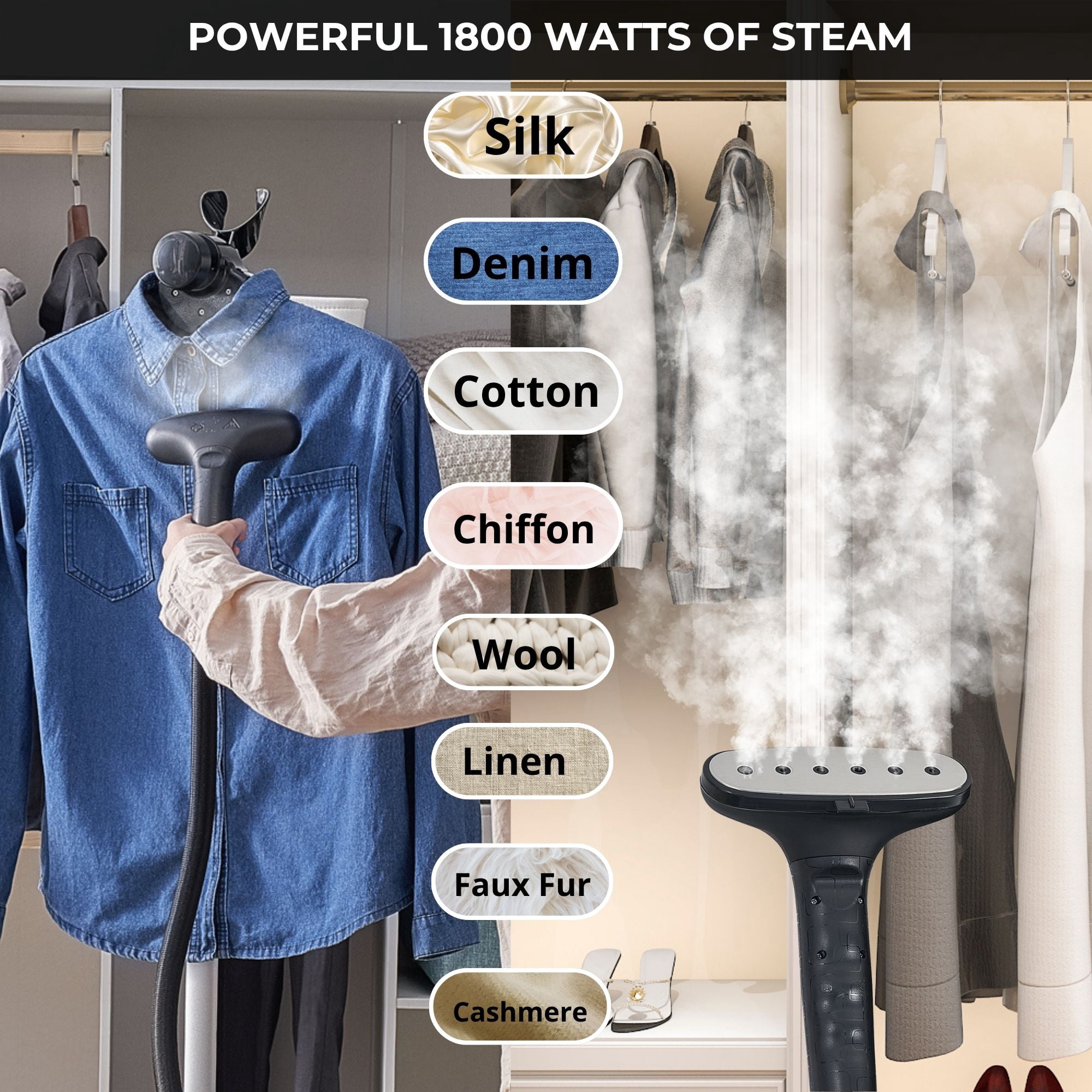 True & Tidy Tidy Commercial Heavy Duty Garment Steamer with Extra Large  Water Tank, White
