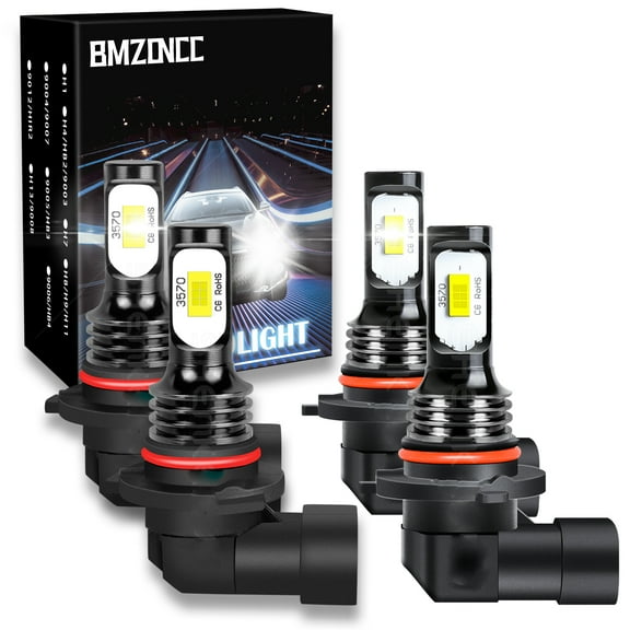 9005 9006 LED Headlights Kit Combo Bulbs 6000K High Low Beam Pack of 4