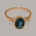 thumbnail image 5 of LBG British Made 9k Rose Gold Genuine Natural London Blue Topaz & Diamond Womens Statement Ring - 33 size options - Size 5.5, 5 of 6