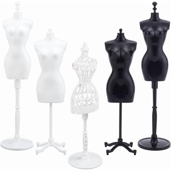 5 Sets Mini Display Model Plastic Display Support Holder Display Holder Dress Form for Mini Dresses DIY Making Accessories Clothes Display RackMixed Color