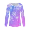thumbnail image 3 of Women's Long Sleeve Gradient Snowflake Print Casual Loose Blouse Tops for Winter and Holiday Season, 3 of 4