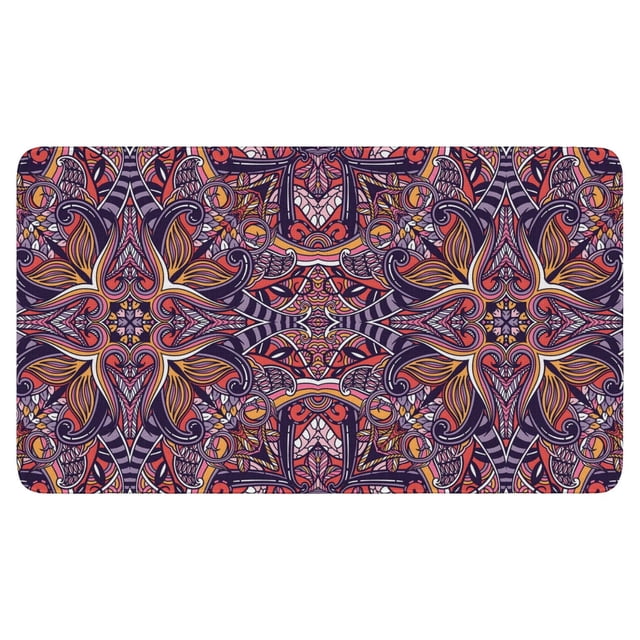 17x30 Taupe Moroccan Area Rug - Non-Slip Washable Soft & Thin - Retro Floral Medallion Design - Door Mat perfect for Kitchen Bedroom Bathroom
