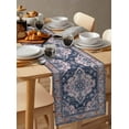 thumbnail image 6 of Orange Blue Boho Table Runner Cotton Linen 48 Inch Holiday Dresser Scarves, Ethnic Geometric Middle Century Art Tablerunner for Kitchen Coffee Dining Bedroom Living Room Dinner Scarf Décor 13''x48'', 6 of 9