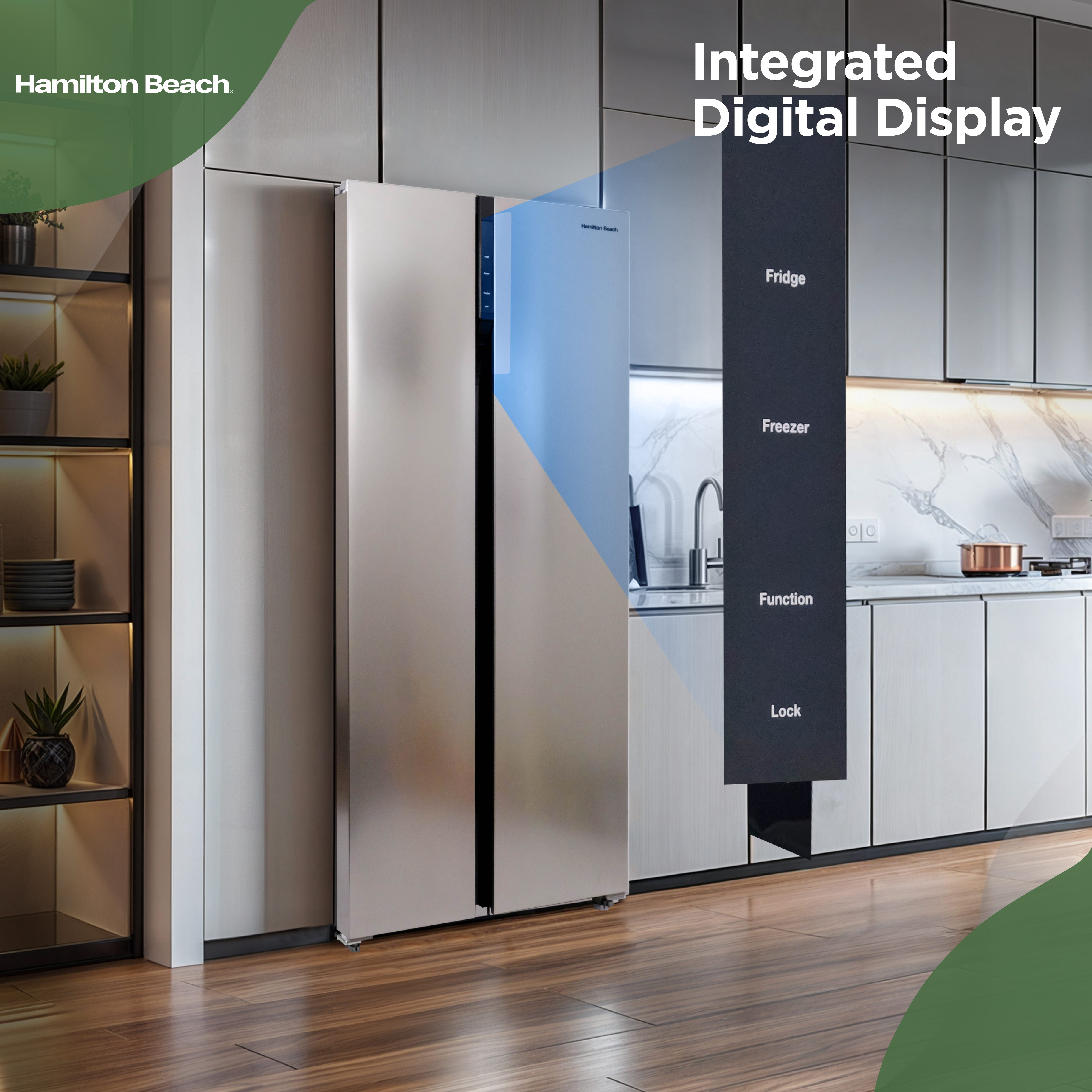 Hamilton Beach 20.6 cu. ft. Counter Depth Side by Side Frost-Free Refrigerator, Platinum HZ4602