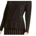 thumbnail image 3 of Alfani Womens Boatneck Metallic Peplum Top Black XL, 3 of 3