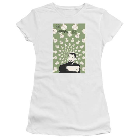 Star Trek Tng Season 7 Episode 11 Junior Women's Sheer T-Shirt White