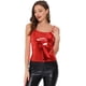 thumbnail image 1 of Camiseta holográfica sin mangas con parte superior de tirantes brillante para mujer rojo S, 1 of 5
