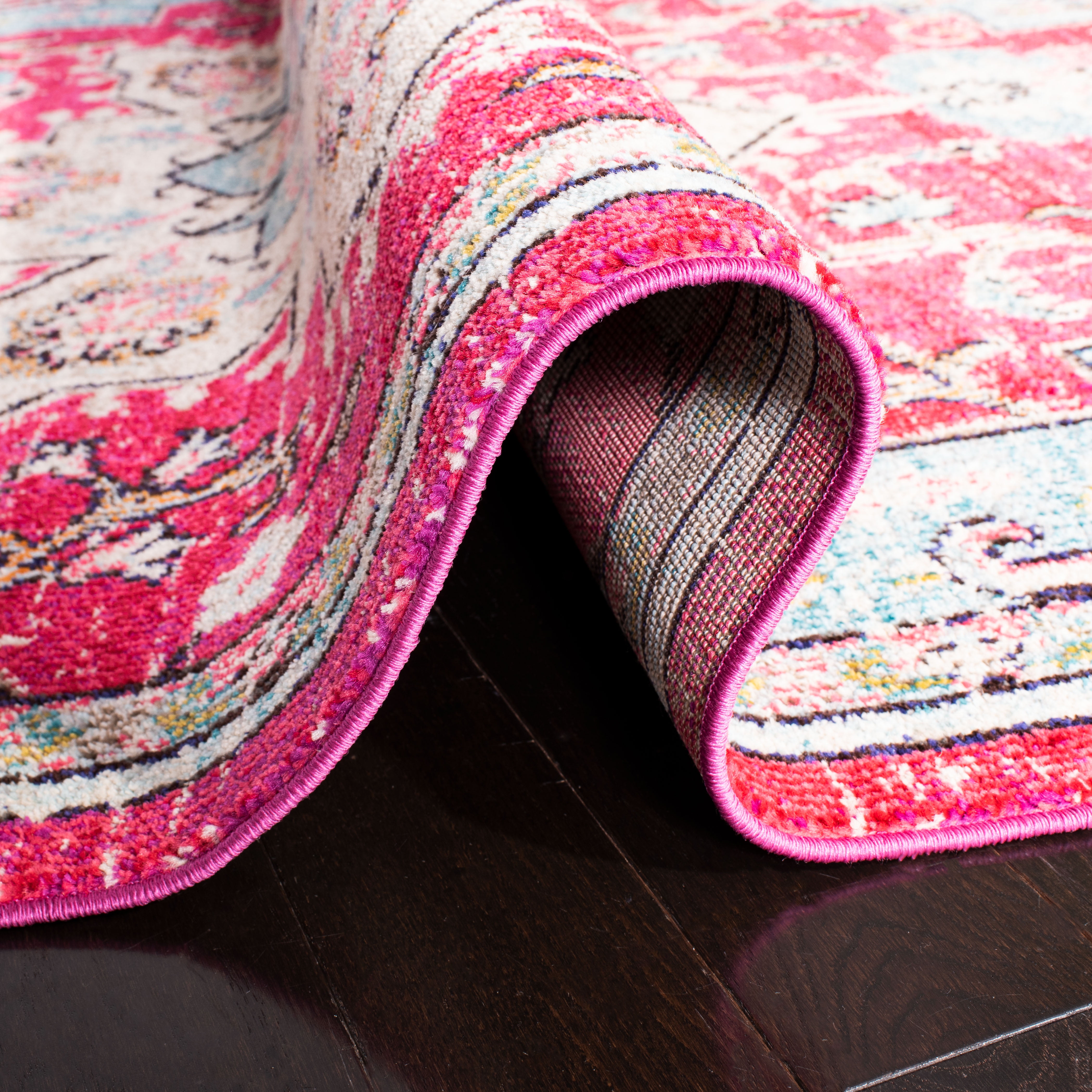 SAFAVIEH Madison Dalia Oriental Area Rug, Fuchsia/Blue, 5'3" x 7'6"