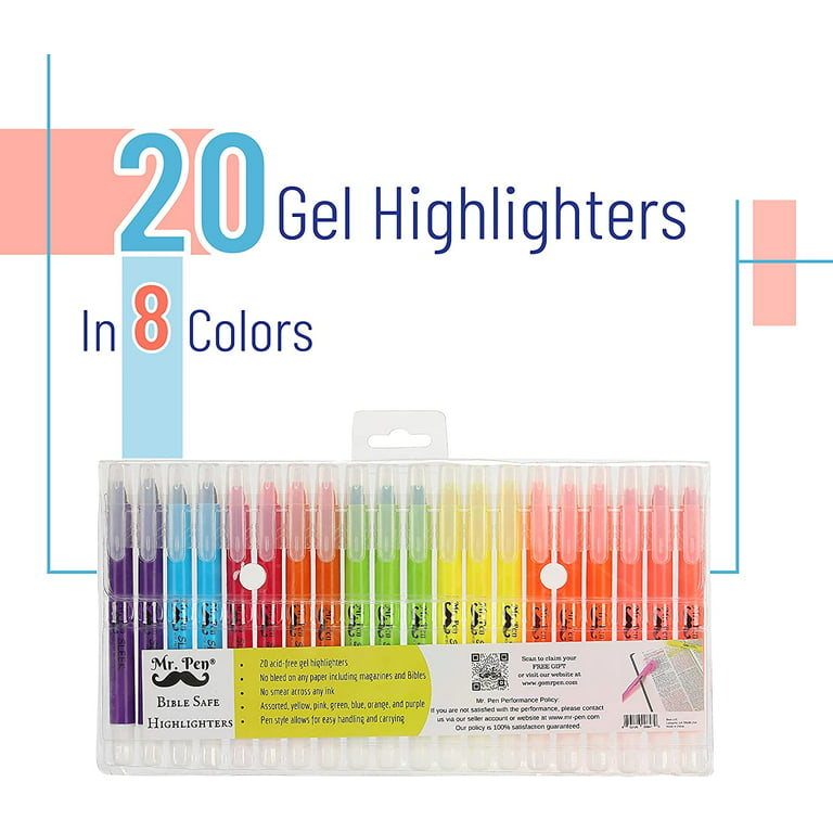  Mr. Pen- Bible Gel Highlighters and Fineliner Pens No Bleed,  Pastel Colors, 18 Pcs, Bible Journaling Kit, Bible Highlighters and Pens No  Bleed, Bible Pens, Gel Highlighters, No Bleed Highlighters 