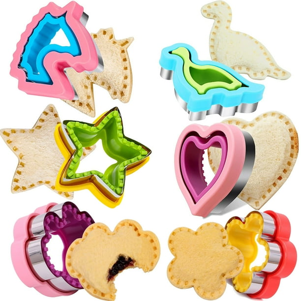6PCS Sandwich Cutter and Sealer for Kids DIY Pancake Cookie Cutters,Cut