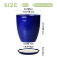 thumbnail image 7 of 8 Inch Small Ceramic Pot with Tray for Fall Centerpiece, Glossy Blue Halloween Planter for Tabletop, Modern Indoor Flower Pot, 7 of 7